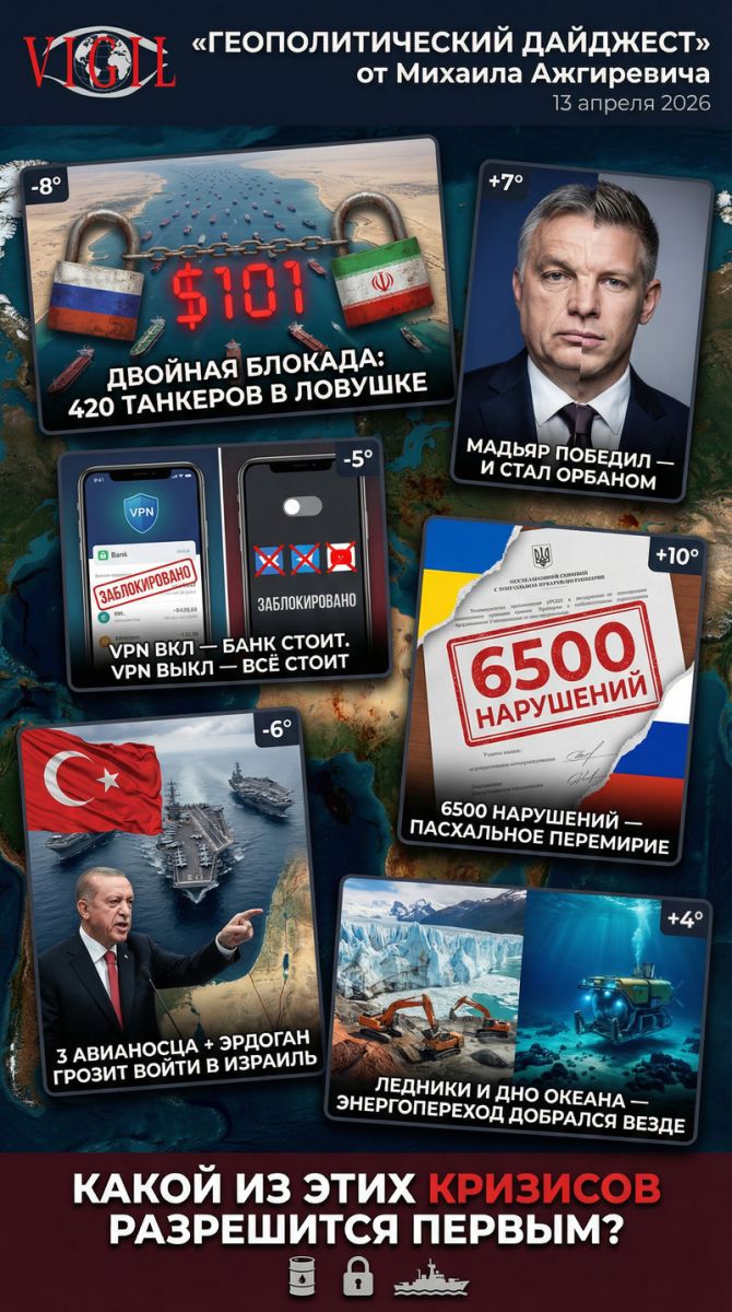 Геополитический дайджест от Михаила Ажгиревича за 13 апреля 2026!