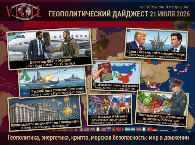 Геополитический дайджест от Михаила Ажгиревича за 21 июля 2026!