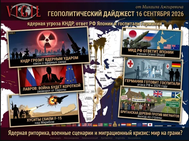 Геополитический дайджест от Михаила Ажгиревича за 16 сентября 2026!