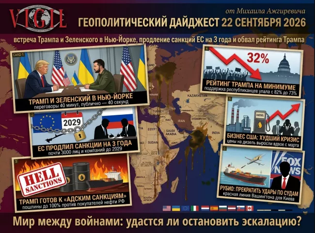 Геополитический дайджест от Михаила Ажгиревича за 22 сентября 2026!