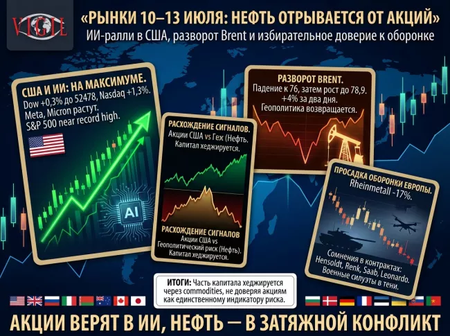 Обзор рынка от Михаила Ажгиревича: 10–13 июля, нефть отрывается от акций