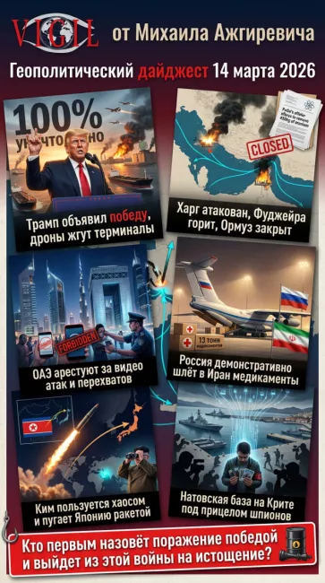 Геополитический дайджест от Михаила Ажгиревича за 14 марта 2026!