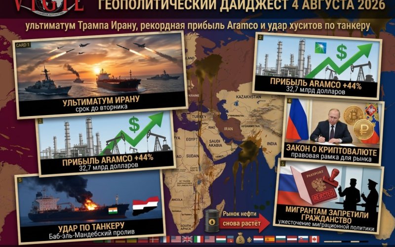 Геополитический дайджест от Михаила Ажгиревича за 4 августа 2026! vigiljournal.com