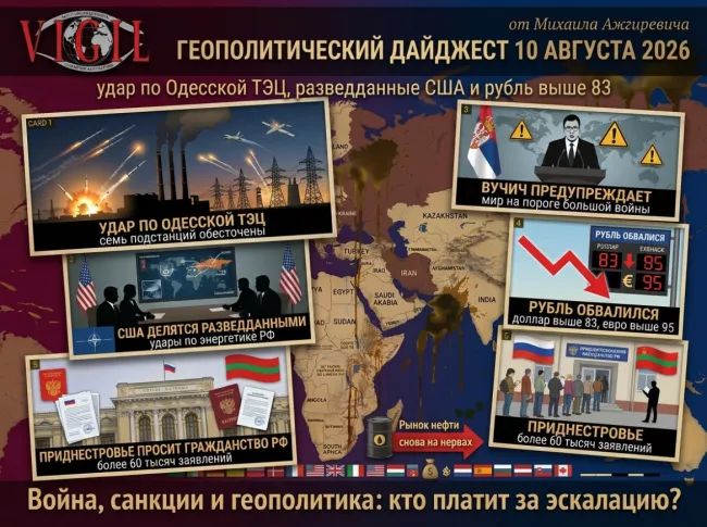 Геополитический дайджест от Михаила Ажгиревича за 10 августа 2026!